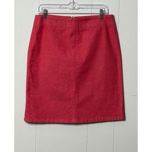 Ann Taylor Women's Red Denim Pencil Skirt Cotton Stretch Straight Mini Size 8
